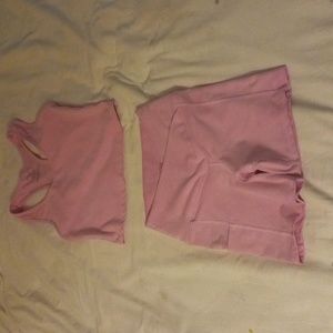 Top and bottom spandex outfit.